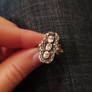 Glamorous silver art deco CZ ring